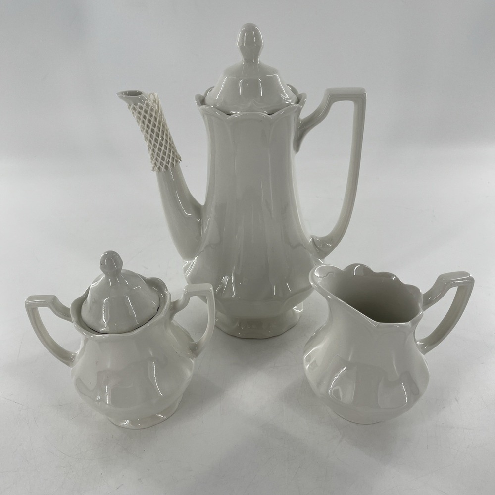5 Meakin Heirloom Ironstone Teapot Coffee Pot Creamer Sugar Royal Staffordshire - Picture 15 of 15